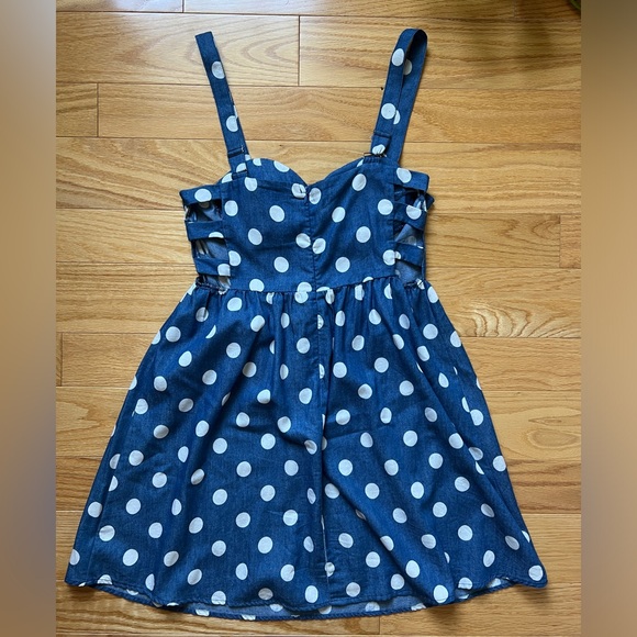 NWOT Chambray Polka Dot Dress - Picture 2 of 5